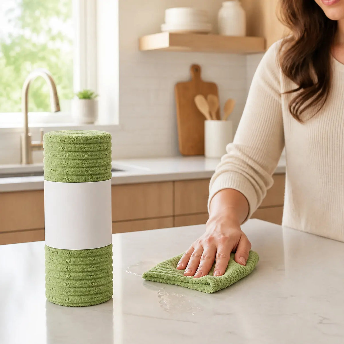 Tear-Off Coral Fleece Cleaning Cloth Roll