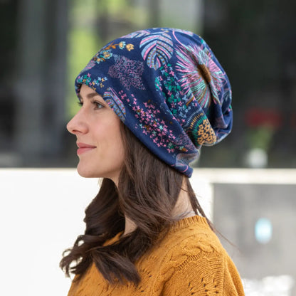 Bohemian Floral Slouchy Beanie for Women