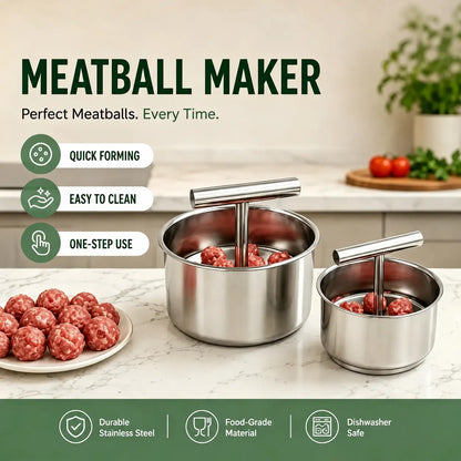 Stainless Steel Meatball Maker – 6/12-Cavity Manual Meatball Mold