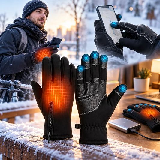 USB Heated Touchscreen Gloves for Women & Men, Back-of-Hand Electric Warming Winter Gloves