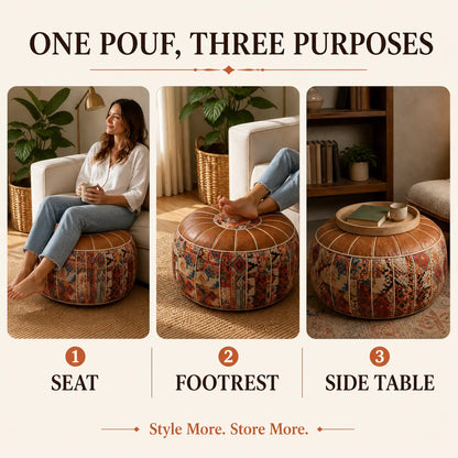 Bohemian Storage Ottoman Pouf with Hidden Compartment