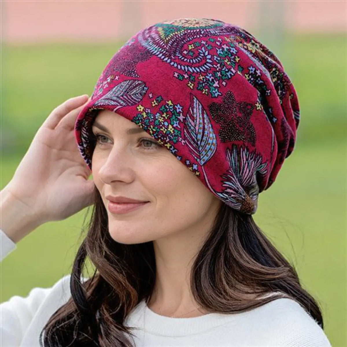 Bohemian Floral Slouchy Beanie for Women