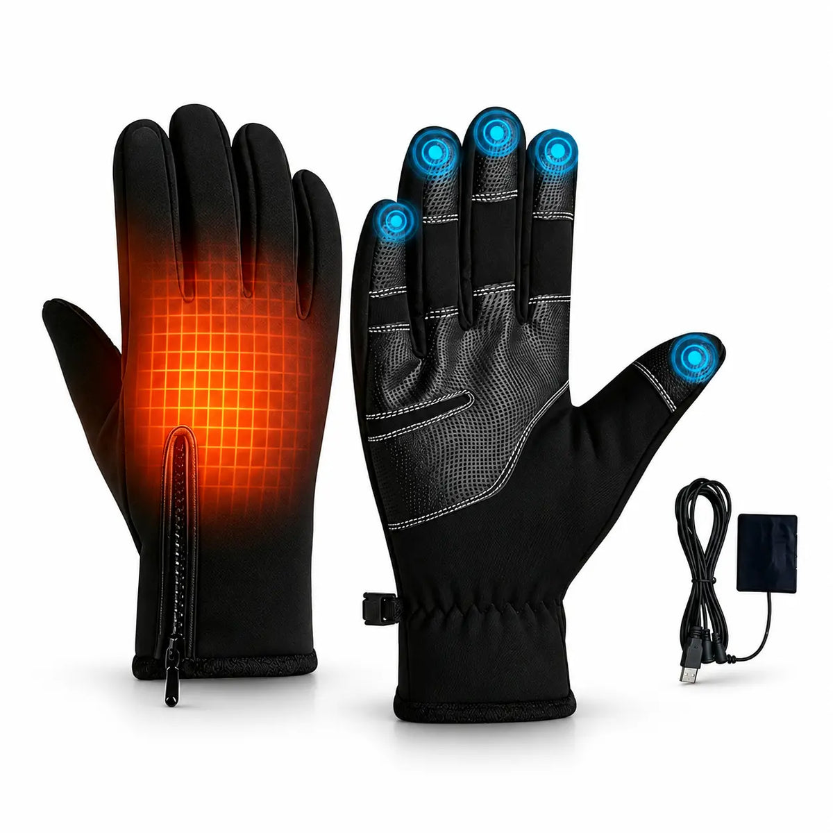 USB Heated Touchscreen Gloves for Women & Men, Back-of-Hand Electric Warming Winter Gloves