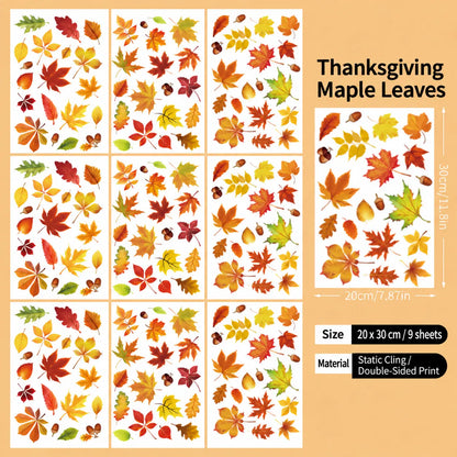 Fall Thanksgiving Window Clings, Reusable Static Glass Decals