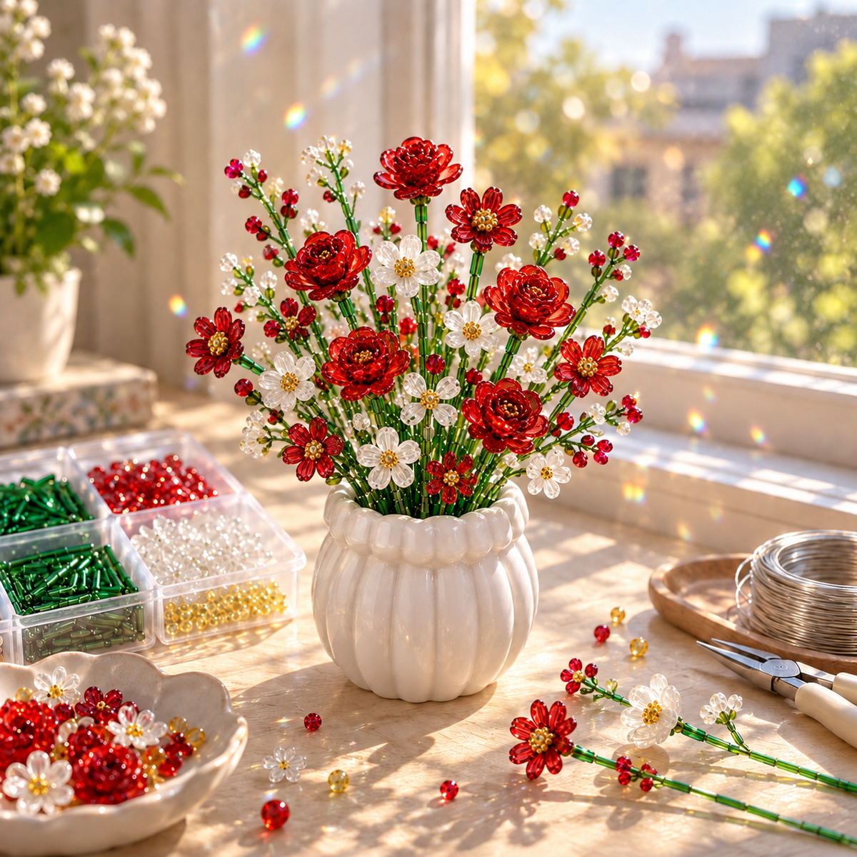 ✨DIY Beaded Wildflower Bouquet Kit – Handmade Crystal Flower Craft Set🌸✨