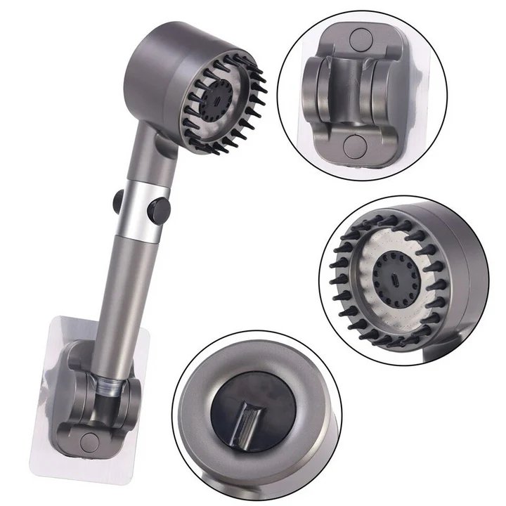 High-pressure massage shower head - Handheld shower with 3 spray types and filters