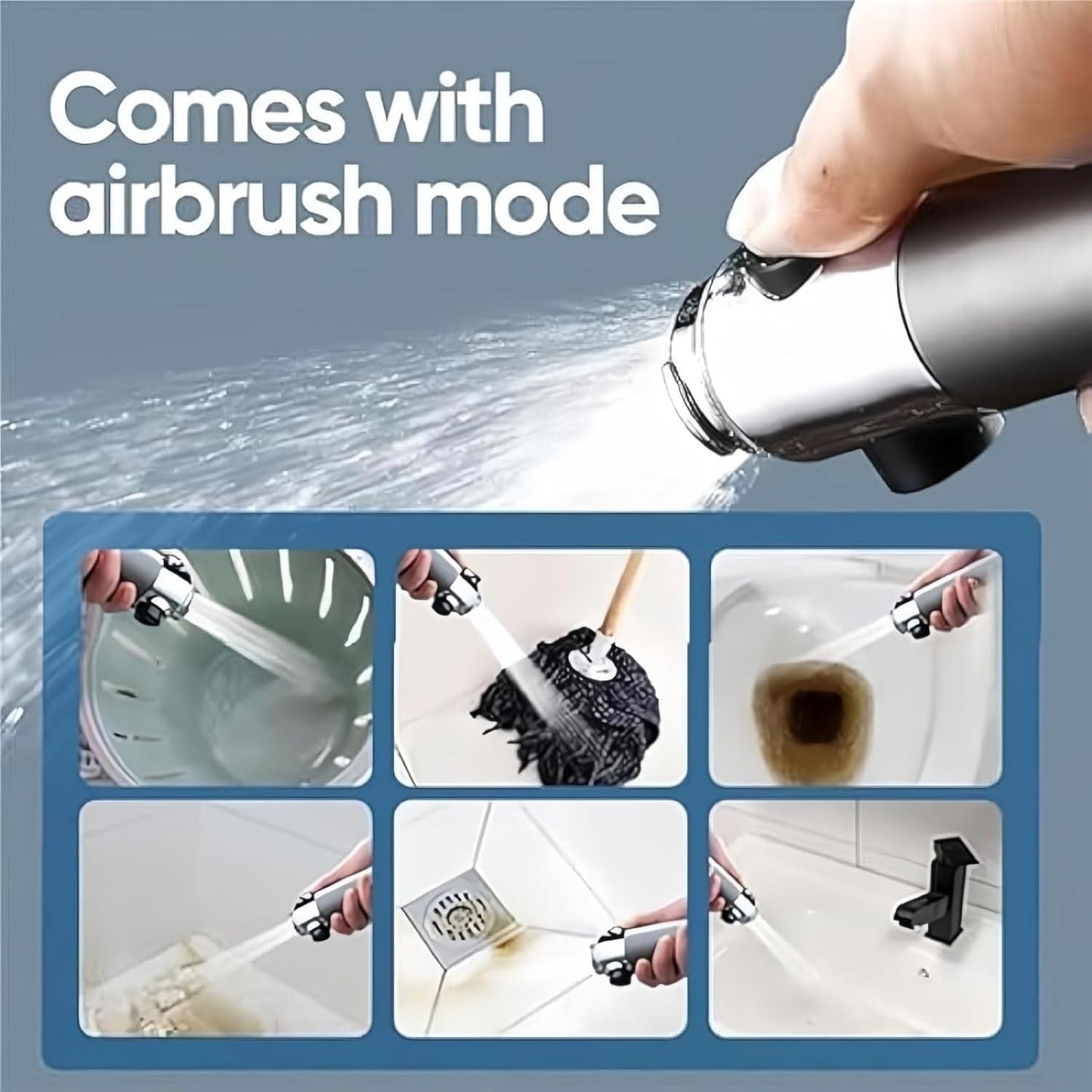 High-pressure massage shower head - Handheld shower with 3 spray types and filters