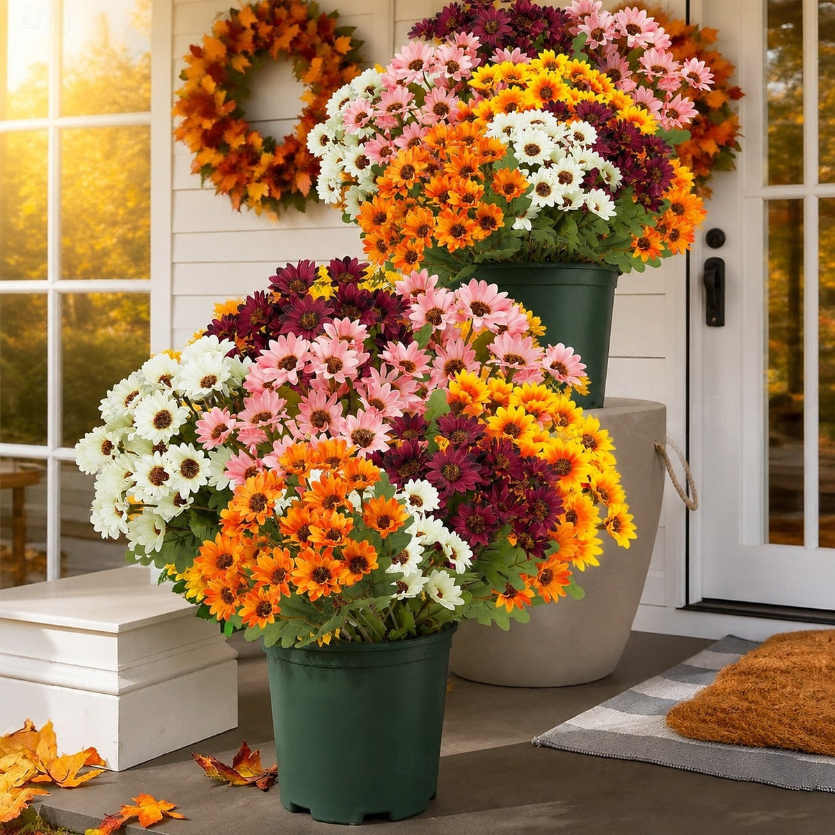Artificial Outdoor Mums Flowers - UV resistant, Waterproof, Windproof🌼