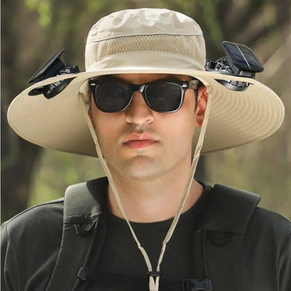 Long Lasting Battery High Wind Solar Fan Fisherman Hat for Men
