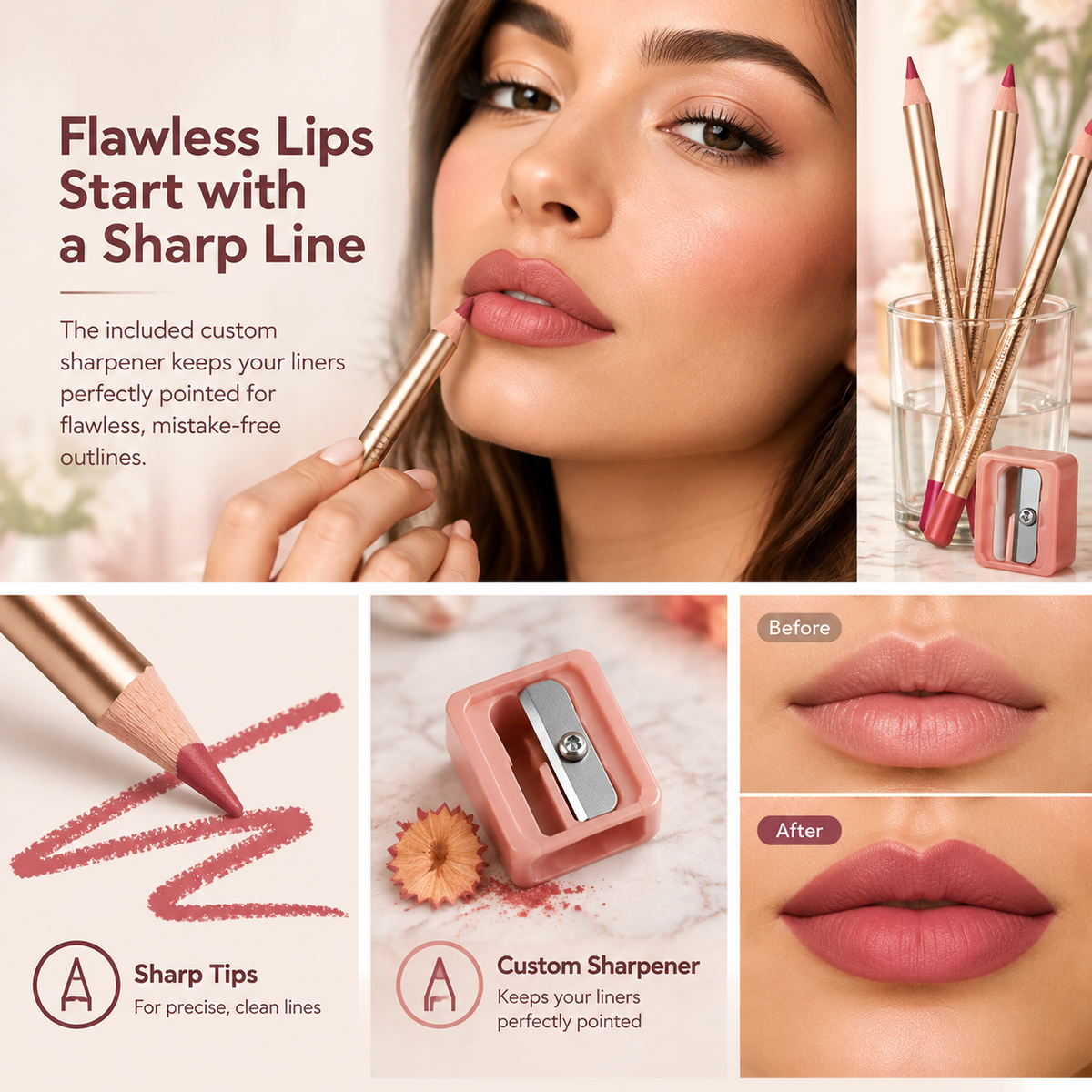 12 Pcs Matte Lip Liner Set , Blendable Lip Pencil 💋