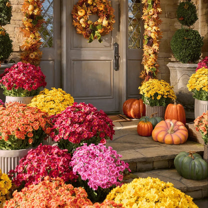 Artificial Outdoor Mums Flowers - UV resistant, Waterproof, Windproof🌼