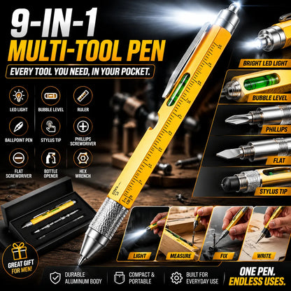 🖊️ 9-in-1 Multi-Tool Pen – LED Light, Screwdriver, Ruler & Stylus | Pocket EDC Gadget for Everyday Fixes
