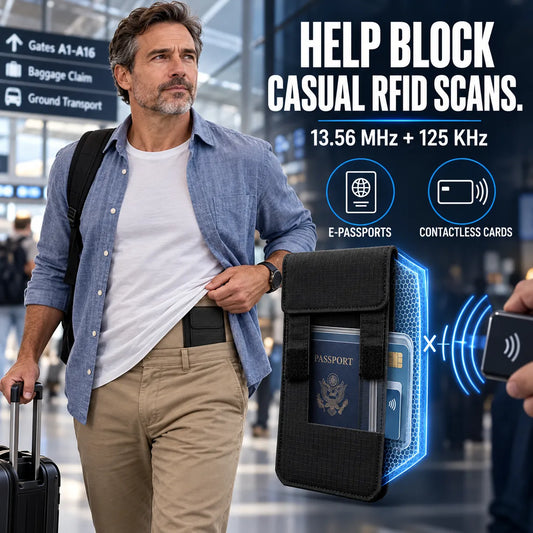 RFID Blocking Hidden Waist Wallet for Travel