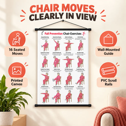 Fall Prevention Chair Exercises for Seniors Chart(16 x 24 inches)