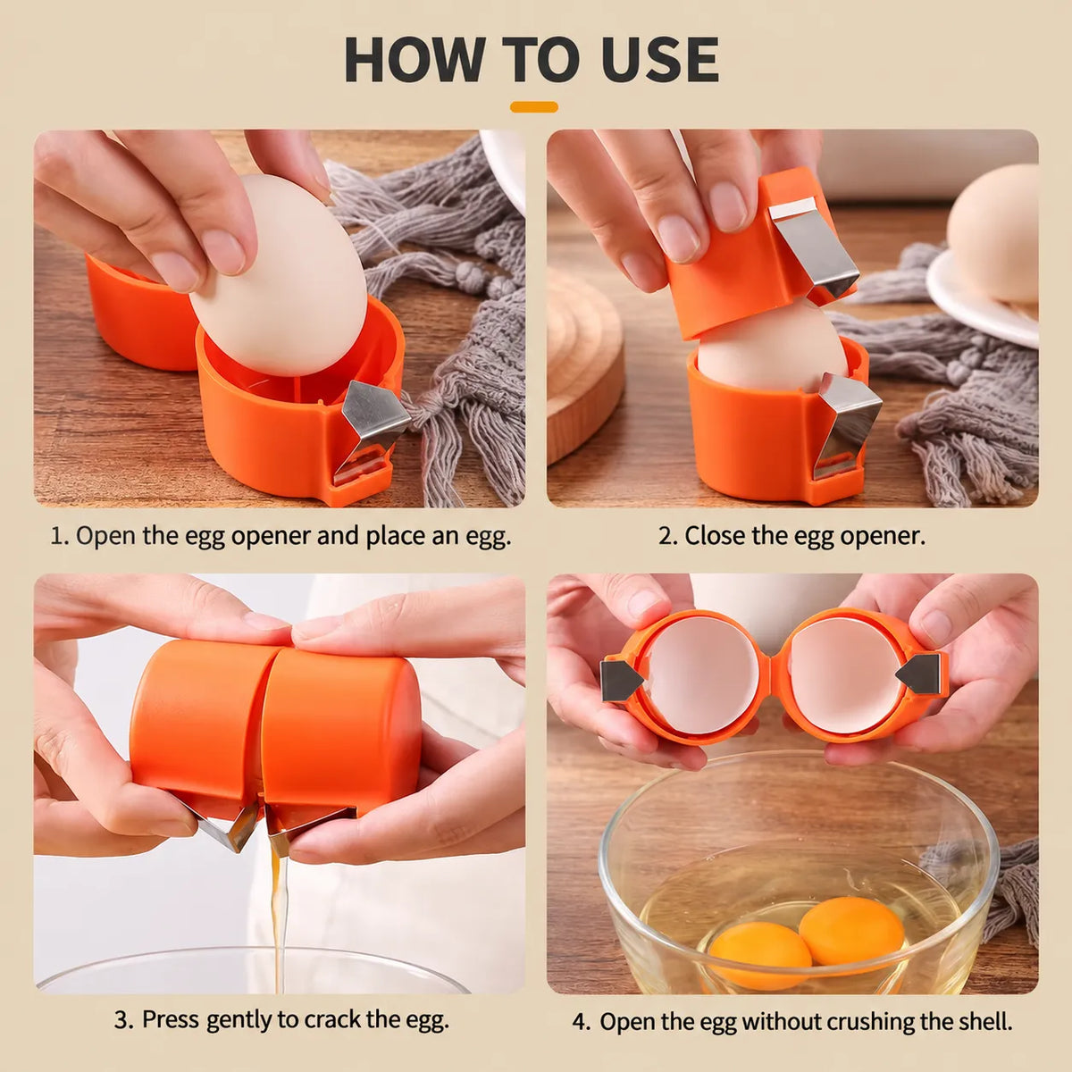 Cube Egg Opener for Clean Cracking