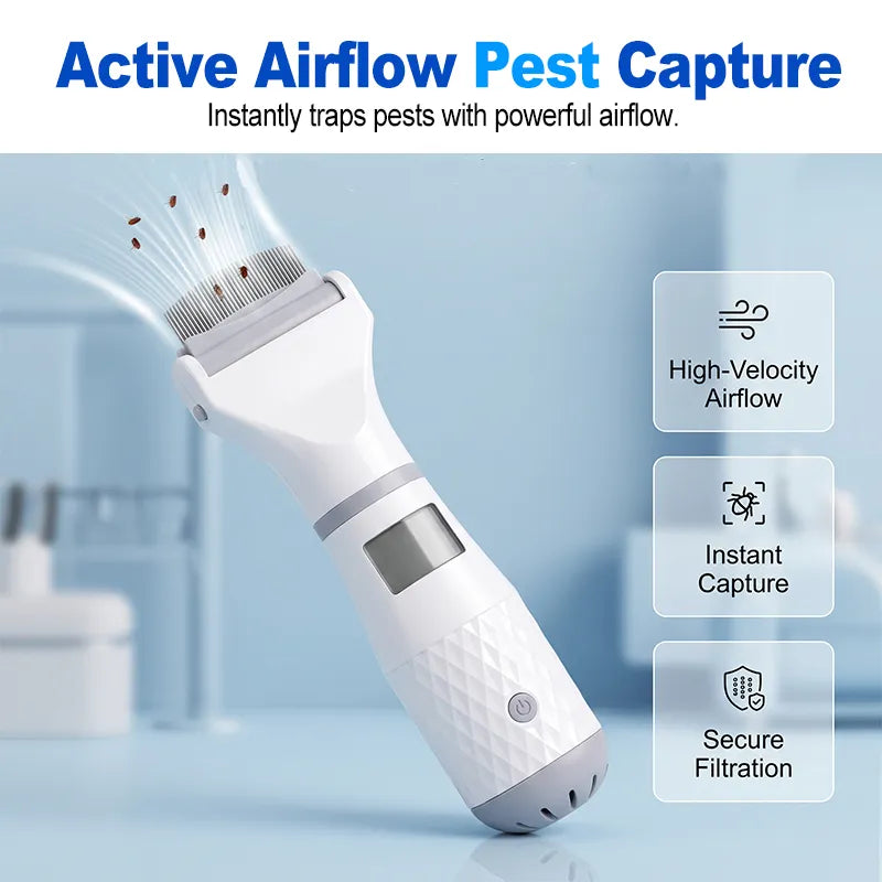 Electric flea comb for pets vacuum cleaning function - includes 3 filters