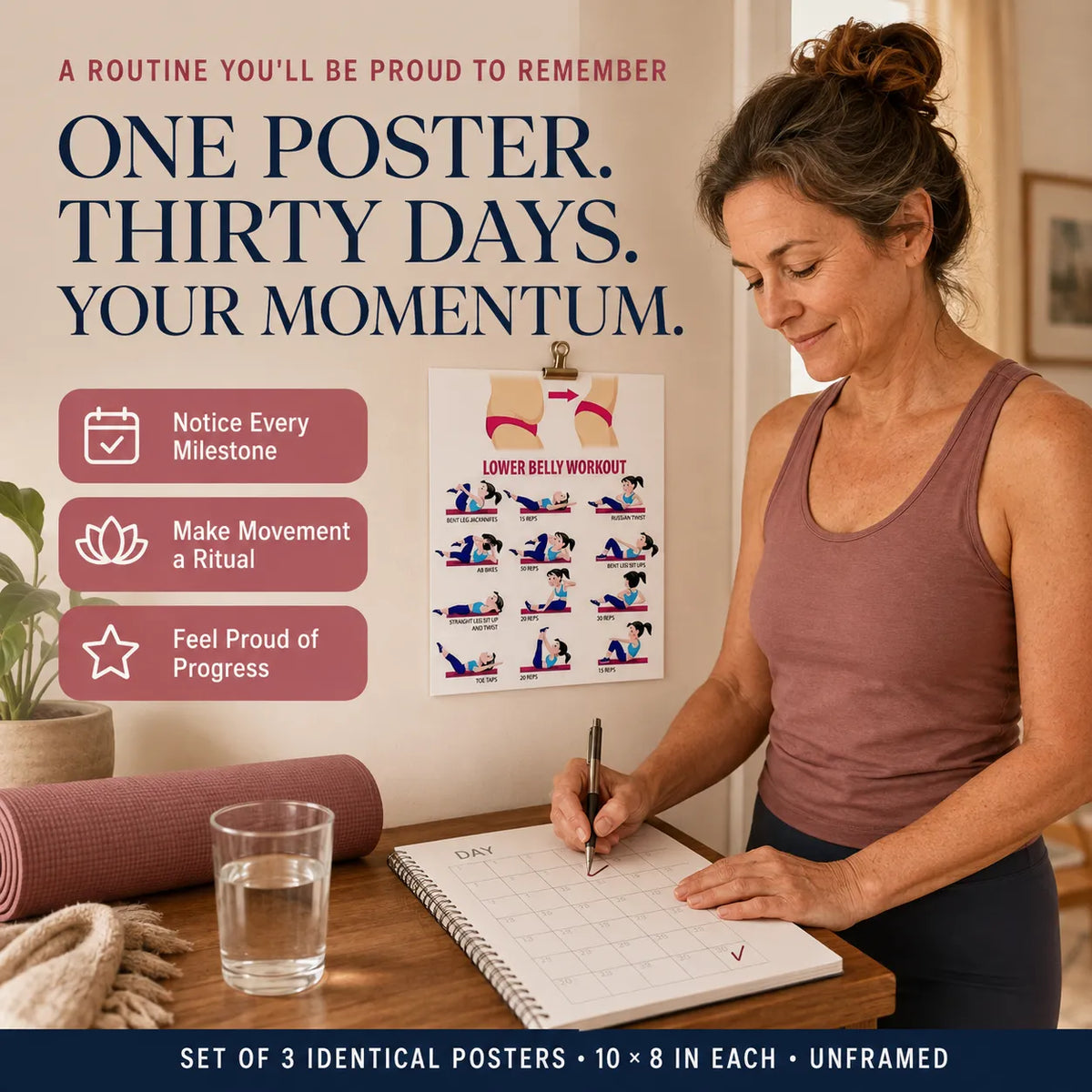 Weight-Loss Yoga Practice Poster-Three-Sheet Set(10 x 8 inches)