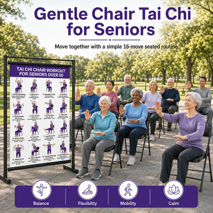 Tai Chi Chair Workout Chart for Seniors (16 x 24 inches)