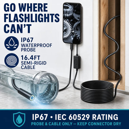 16.4ft HD Endoscope Camera for iPhone & Android