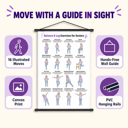 Balance & Leg Exercises for Seniors Chart(16 x 24 inches)