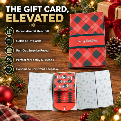 Personalized Waterfall Christmas Gift Card Booklet | Handmade Holder for 4 Gift Cards