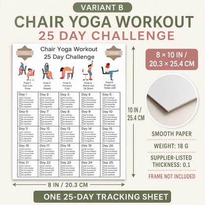 25-Day Home Workout Challenge Chart(10 x 8 inches)