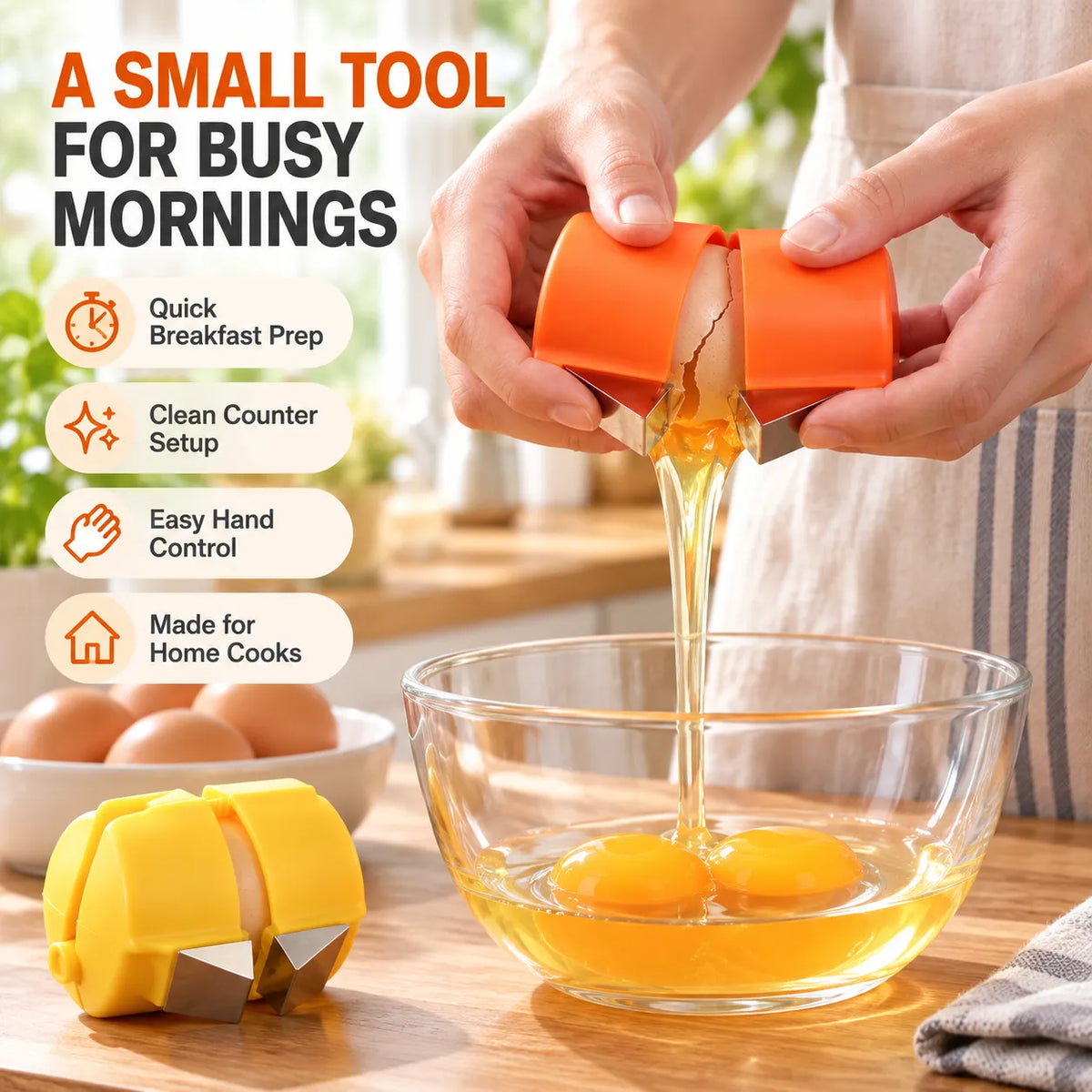 Cube Egg Opener for Clean Cracking