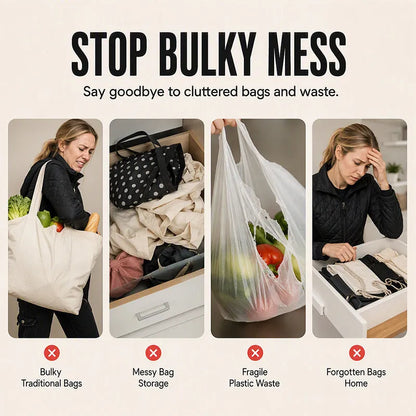 Roll-Up Reusable Shopping Tote with Snap-Button Disc Closure