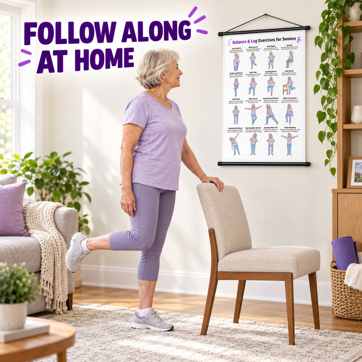 Balance & Leg Exercises for Seniors Chart(16 x 24 inches)