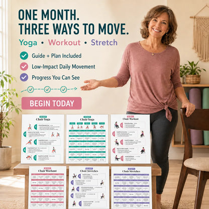 Seated Back Stretch Chart Set，Six-Sheet Set(10 x 8 inches)