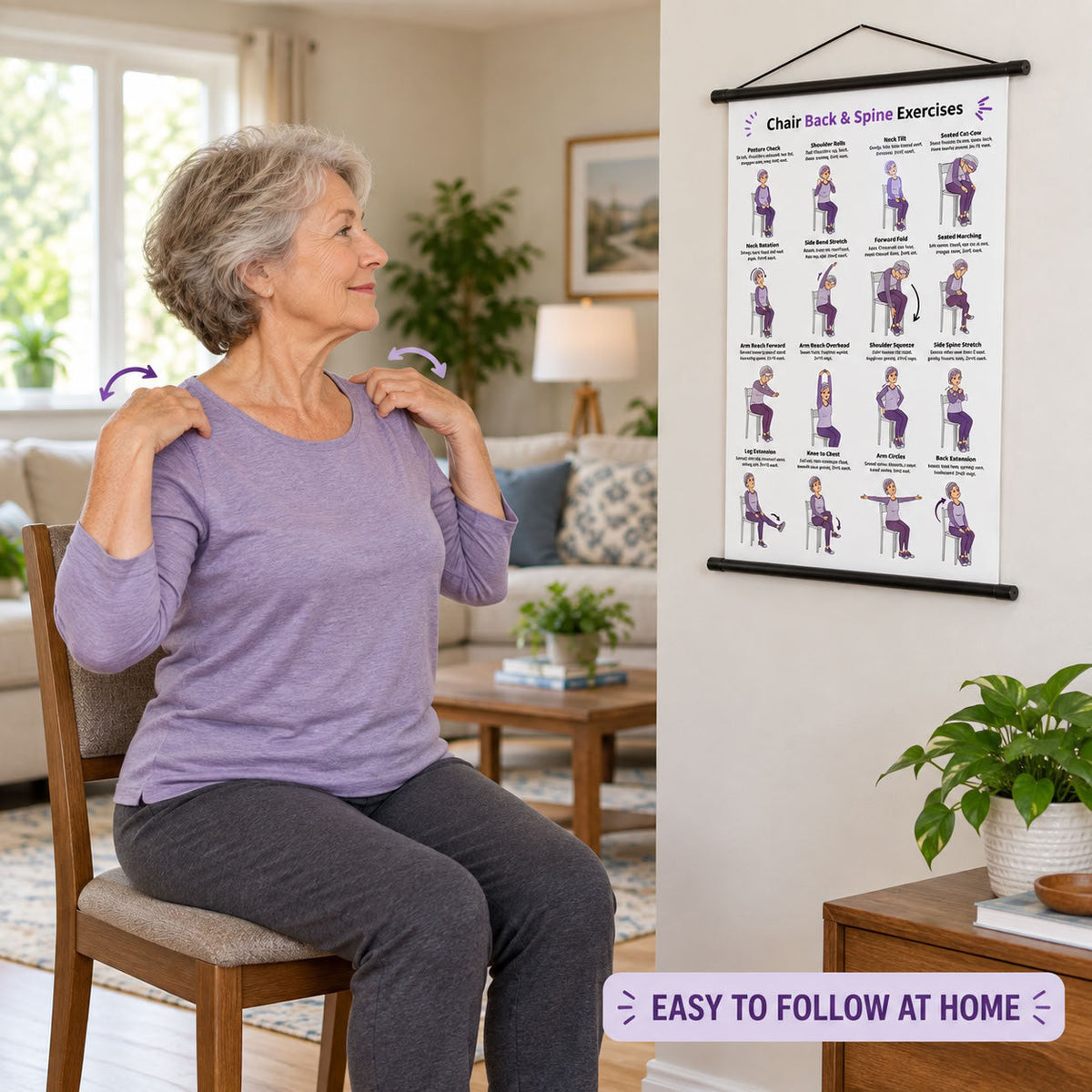 Chair Back & Spine Exercises for Seniors Chart(16 x 24 inches)