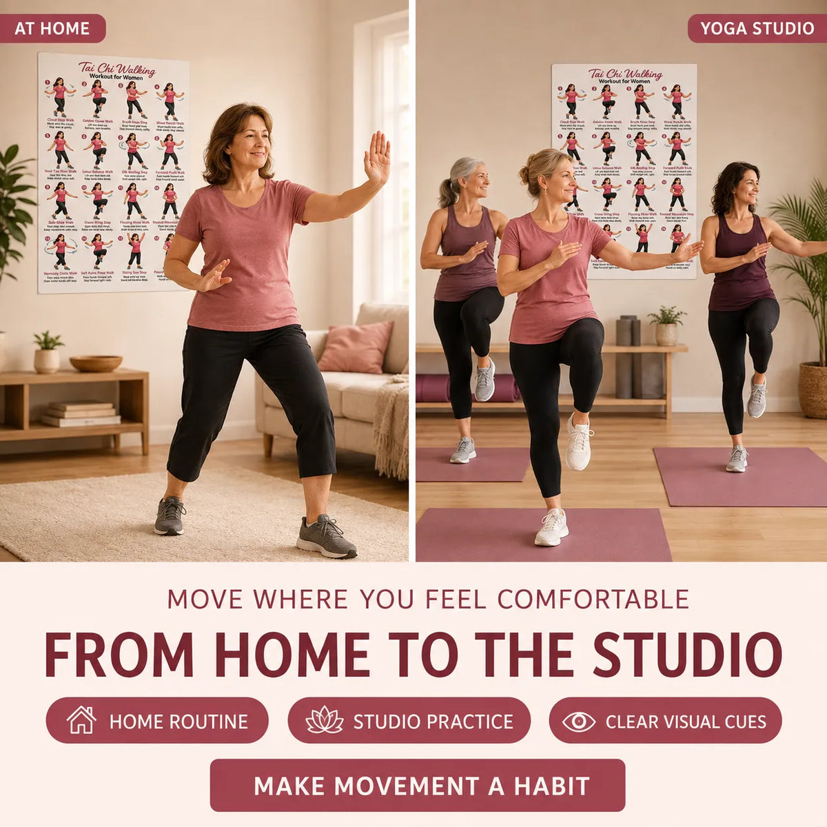 Walking Exercise Poster for Women（11.81 x 17.72 In）