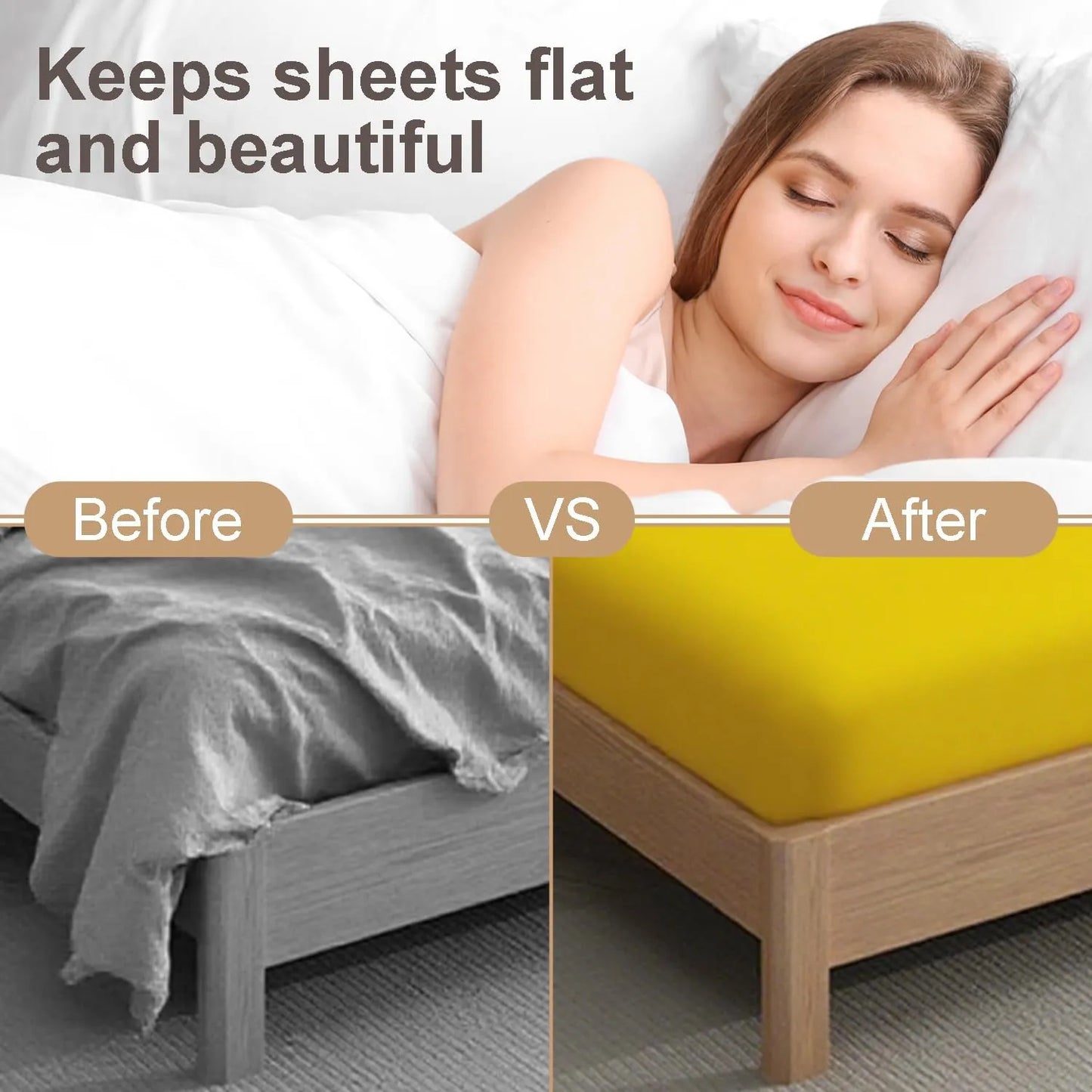 Triangle Bed Sheet Holder Straps, 4 pcs Triangle-Clip Sheet Suspenders with Adhesive Anchor
