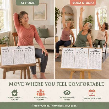 3-in-1 30-Day Chair Exercise Poster Set(10 x 8 inches)