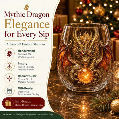 3D Mythic Dragon Glass Art Cup