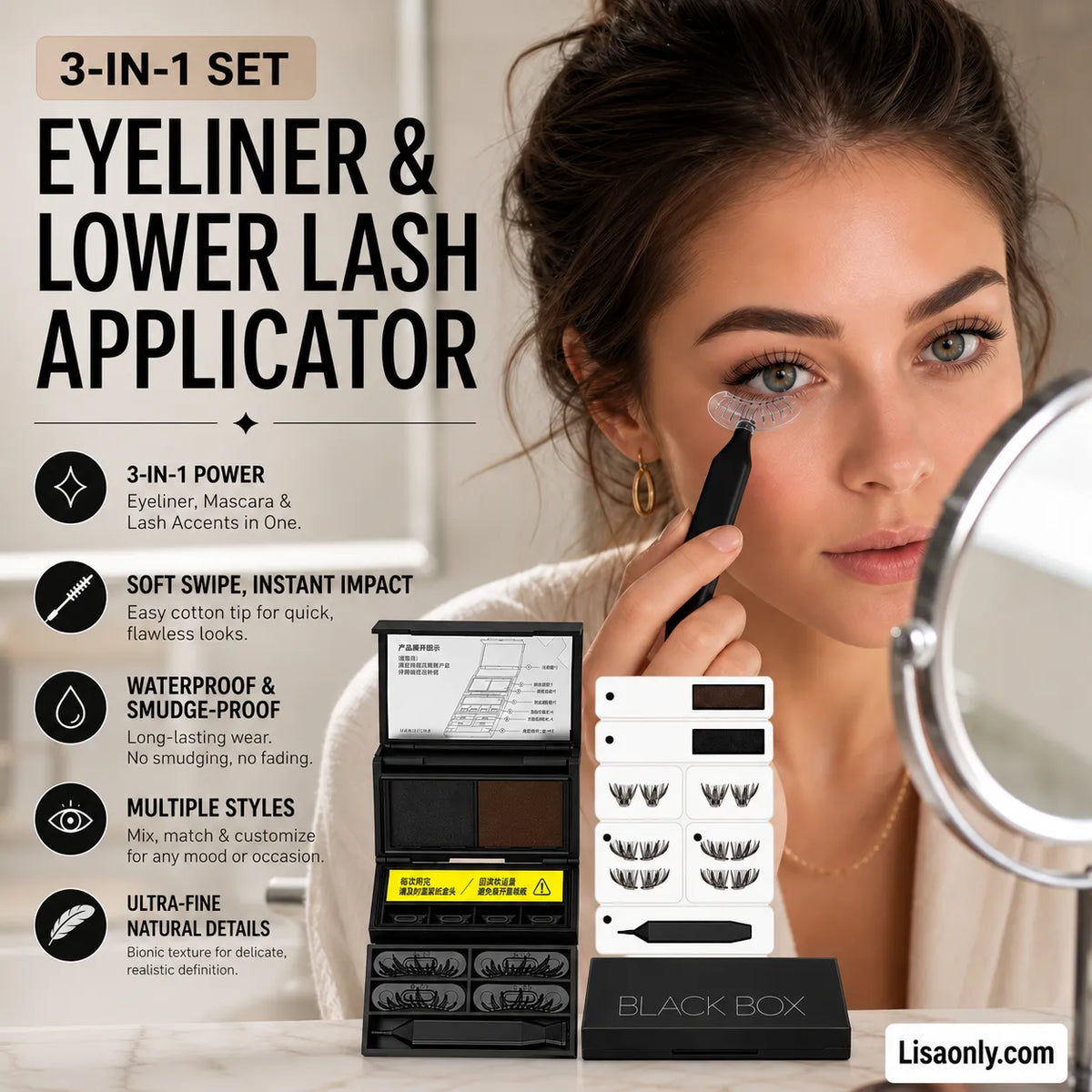 3-in-1 Eye Makeup Stamp Kit — Liner, Lower Lashes & Beauty Mark