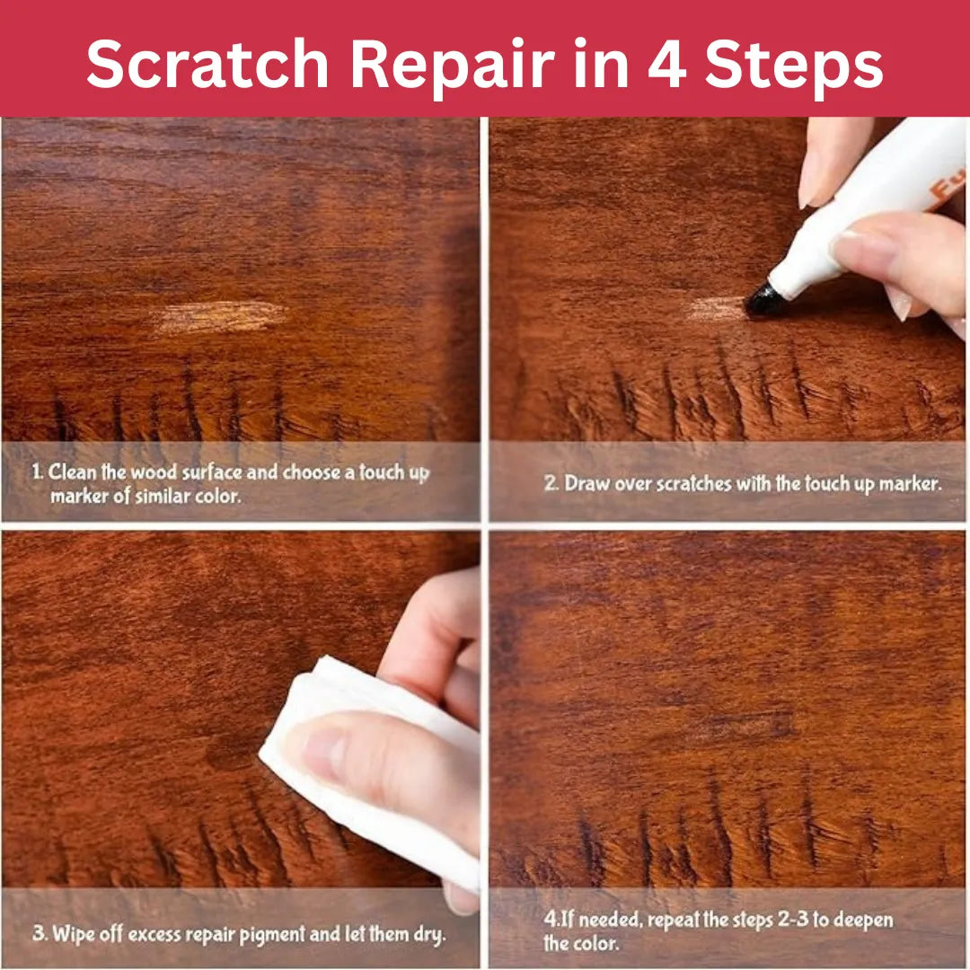 12-Color Wood Grain Repair Marker Set, Furniture Touch-Up Pens in PVC Case
