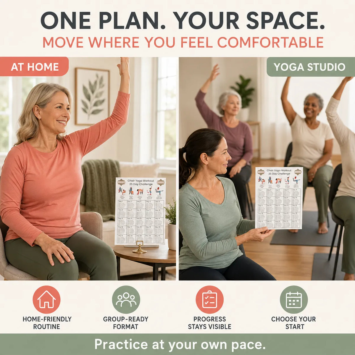 25-Day Home Workout Challenge Chart(10 x 8 inches)