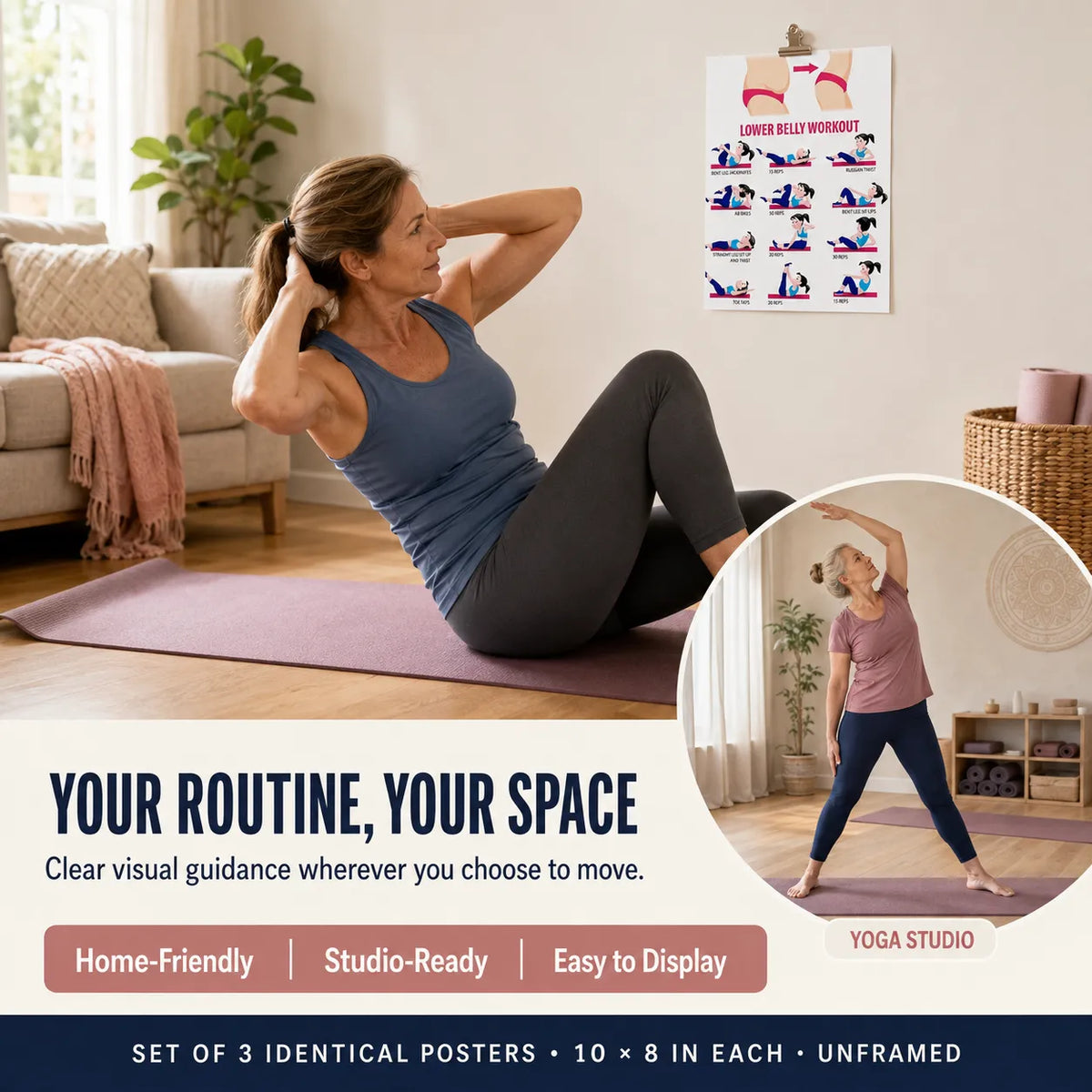 Weight-Loss Yoga Practice Poster-Three-Sheet Set(10 x 8 inches)