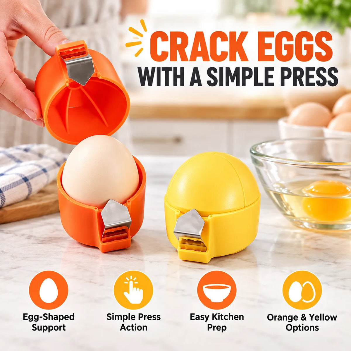 Cube Egg Opener for Clean Cracking