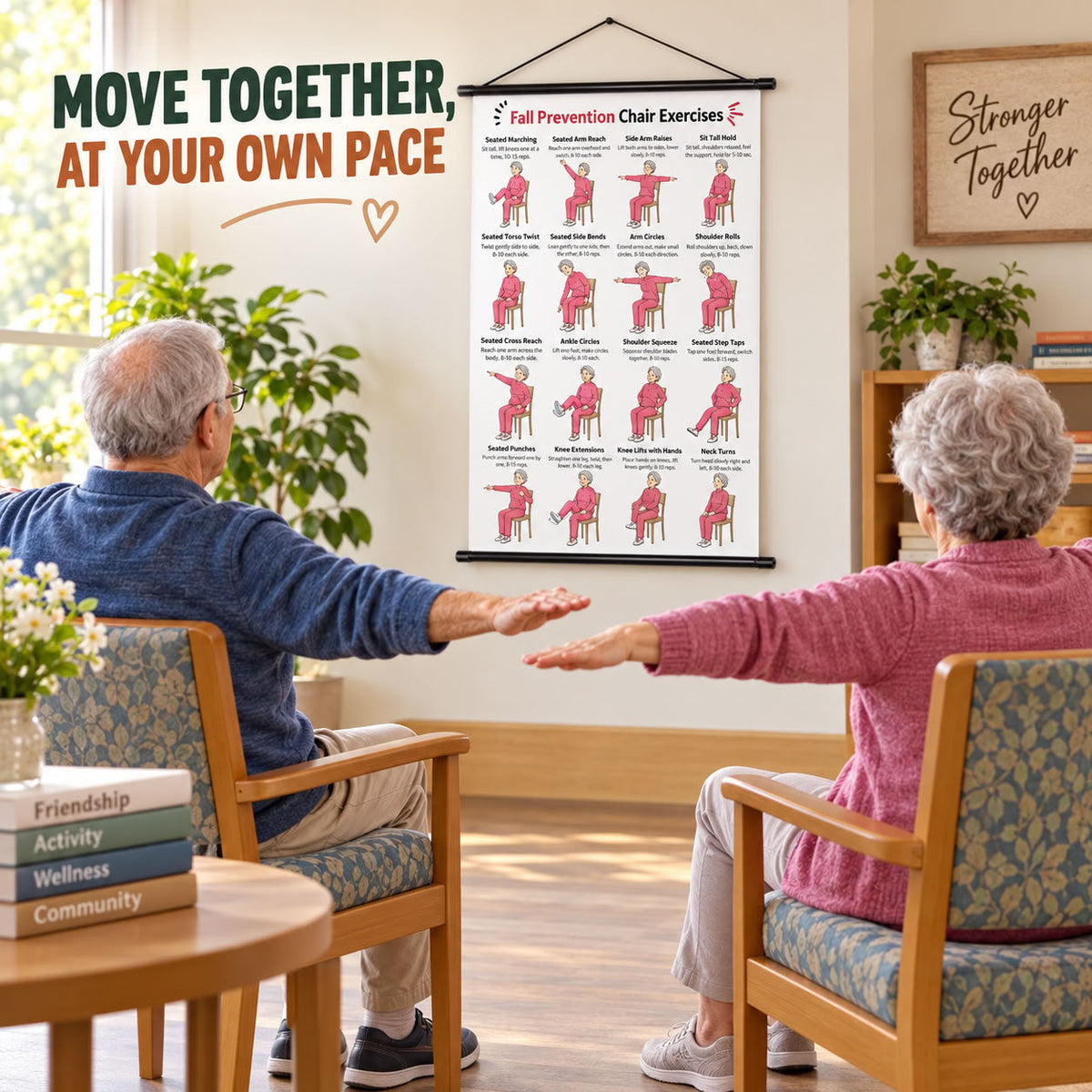 Fall Prevention Chair Exercises for Seniors Chart(16 x 24 inches)