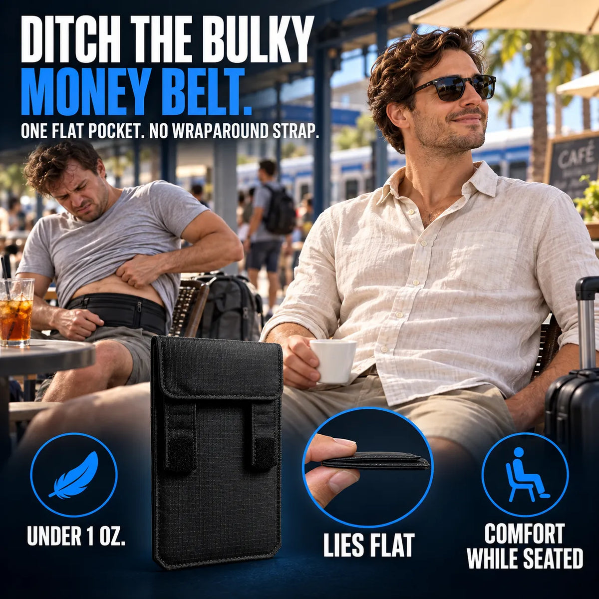 RFID Blocking Hidden Waist Wallet for Travel