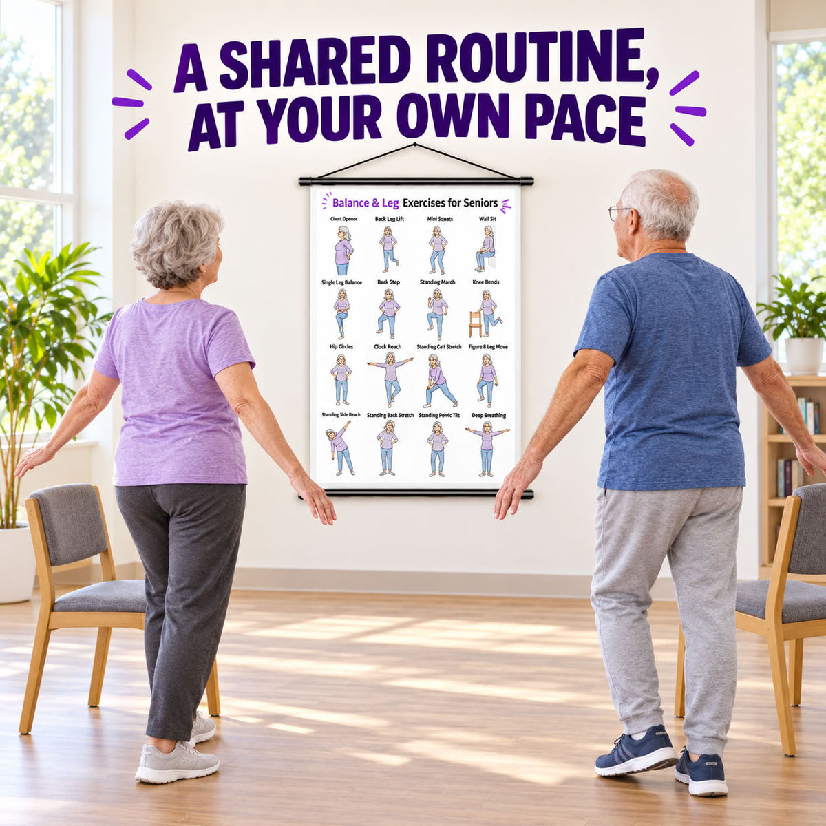 Balance & Leg Exercises for Seniors Chart(16 x 24 inches)