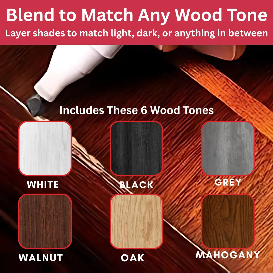 12-Color Wood Grain Repair Marker Set, Furniture Touch-Up Pens in PVC Case