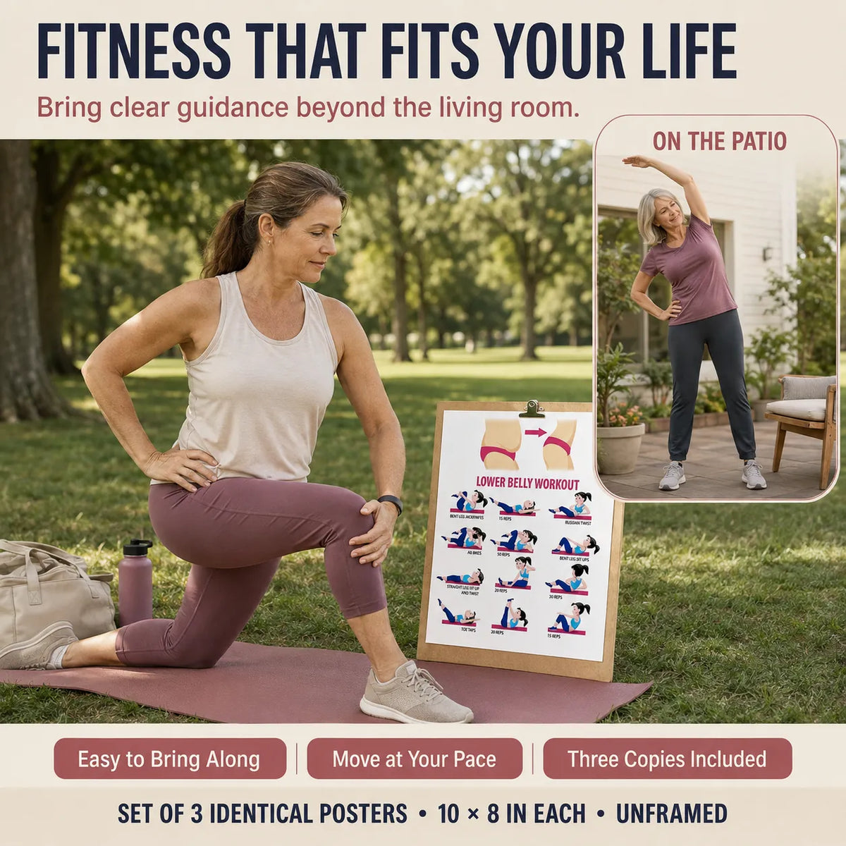 Weight-Loss Yoga Practice Poster-Three-Sheet Set(10 x 8 inches)