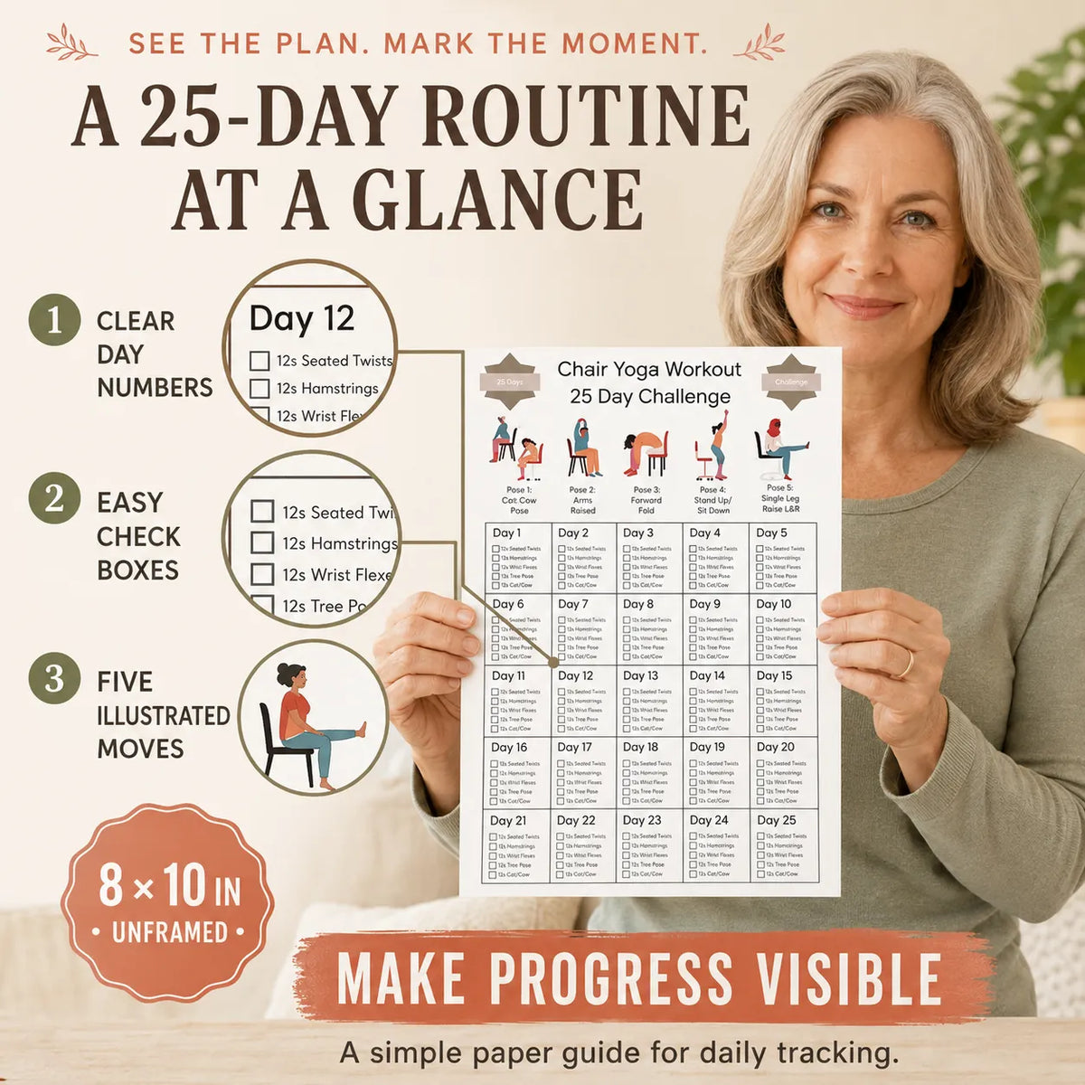 25-Day Home Workout Challenge Chart(10 x 8 inches)