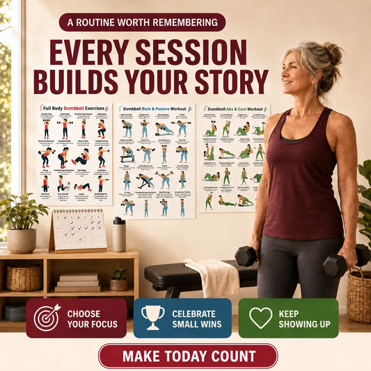 Women's Arm and Dumbbell Workout Poster (3-Piece Set: Arms, Back, and Core)(10 x 8 inches)