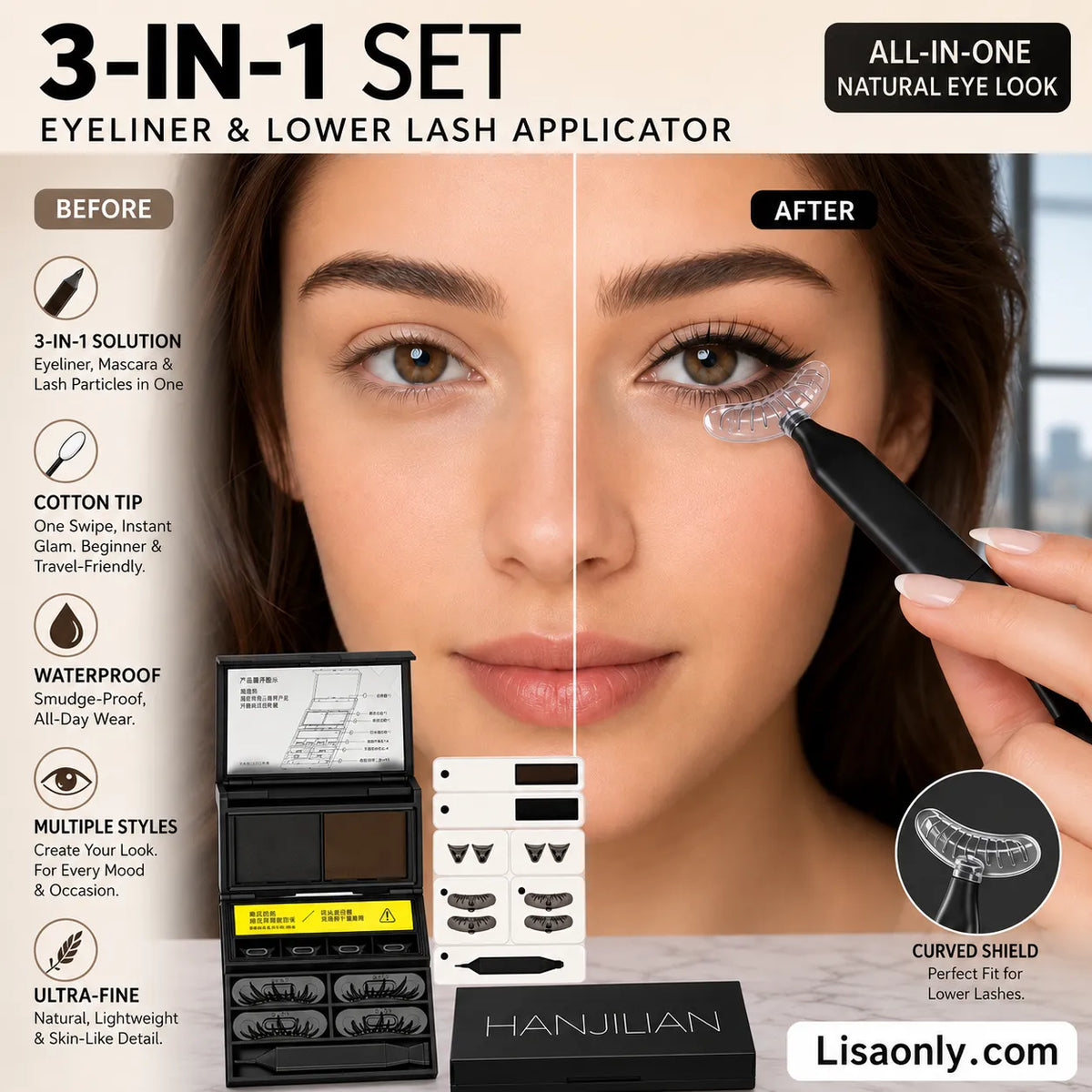 3-in-1 Eye Makeup Stamp Kit — Liner, Lower Lashes & Beauty Mark