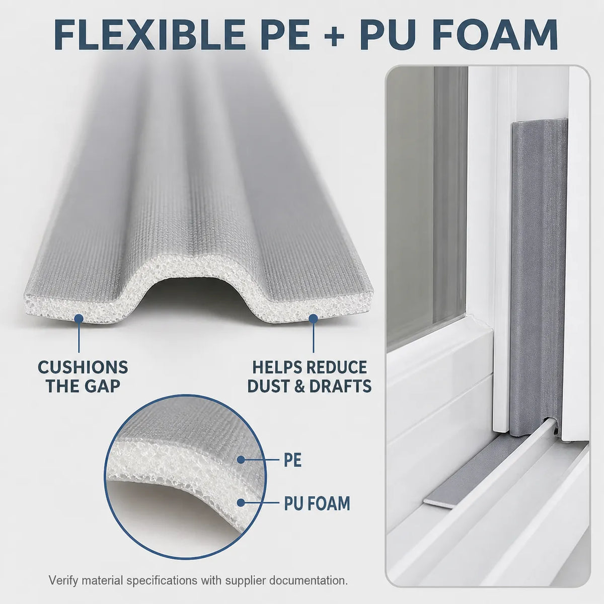Self-Adhesive Weather Seal Strip, 5m Foam Door & Window Draft Stopper, 4 Colors