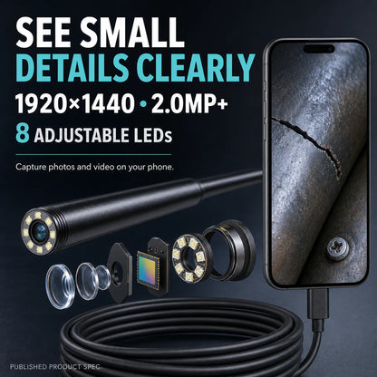 16.4ft HD Endoscope Camera for iPhone & Android